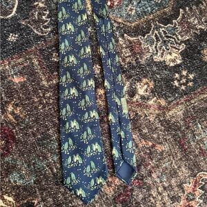 Vintage Hermes Navy Tie with Penguins (7334 EA)